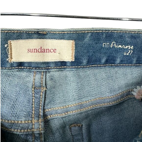 Sundance Primrose Floral Embroidered Jeans 27 Ankle Cropped Straight Leg Boho - Picture 6 of 7